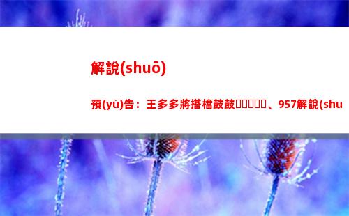 解說(shuō)預(yù)告：王多多將搭檔鼓鼓、957解說(shuō)瑞士輪后四場(chǎng)BO1